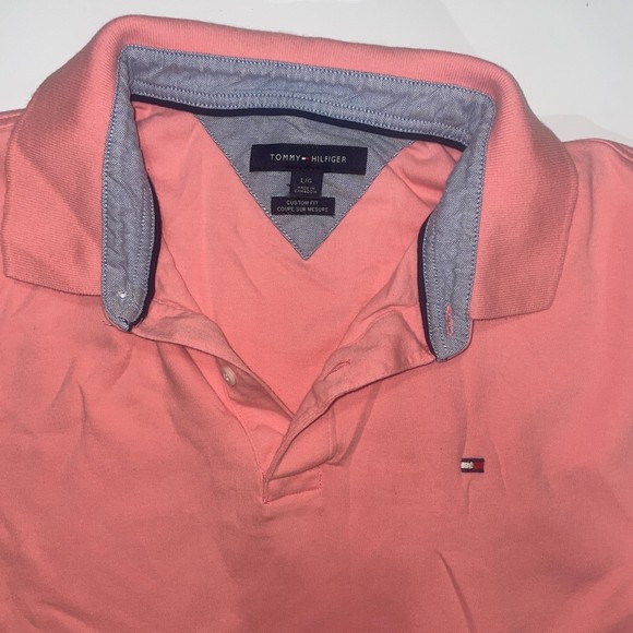 Tommy hilfiger peach casual button up short sleeve t shirt Size large - Picture 5 of 5